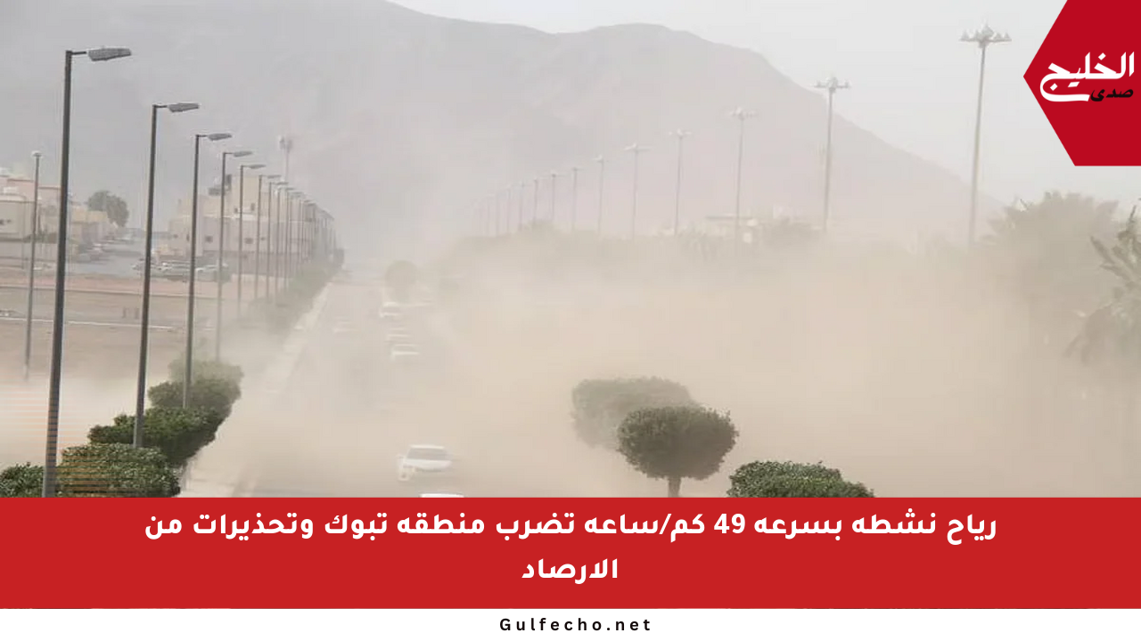 رياح نشطة بسرعة 49 كم/ساعة تضرب منطقة تبوك وتحذيرات من الأرصاد